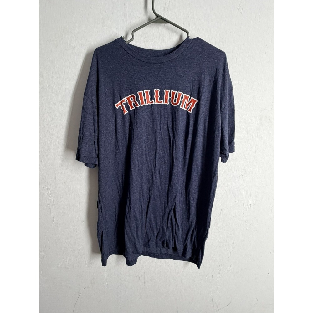 Trillium Navy Blue Heathered Logo Graphic Tee T-Shirt XXL Collegiate Floral Back